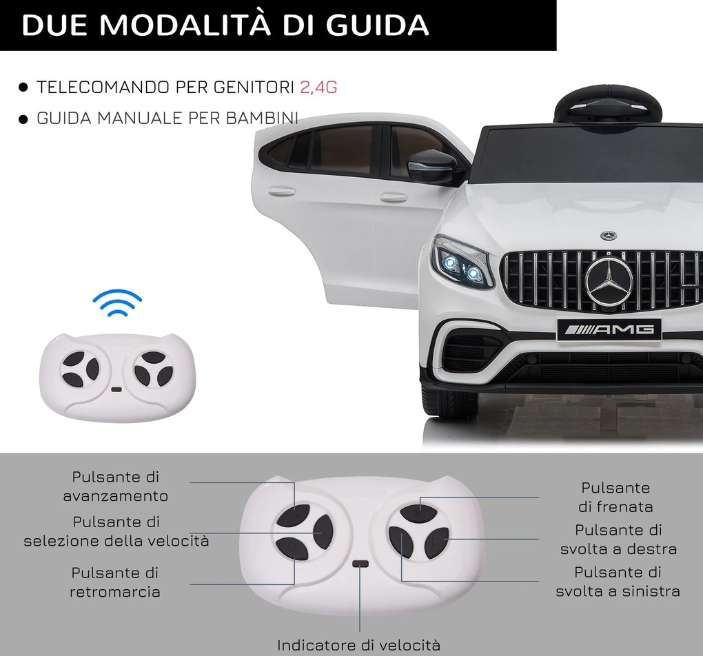 Macchina Elettrica per Bambini 12V con Licenza Mercedes GLA 45 AMG Bianca...