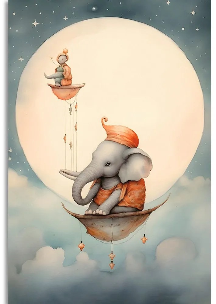 Stampa su tela – Elefante sognante tra le nuvole