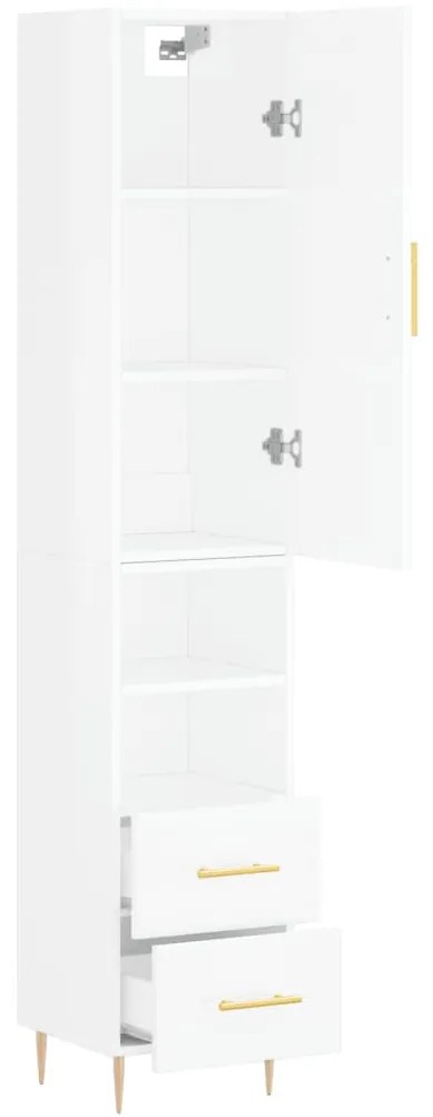 Credenza 34,5x34x180 cm in legno multistrato bianco lucido