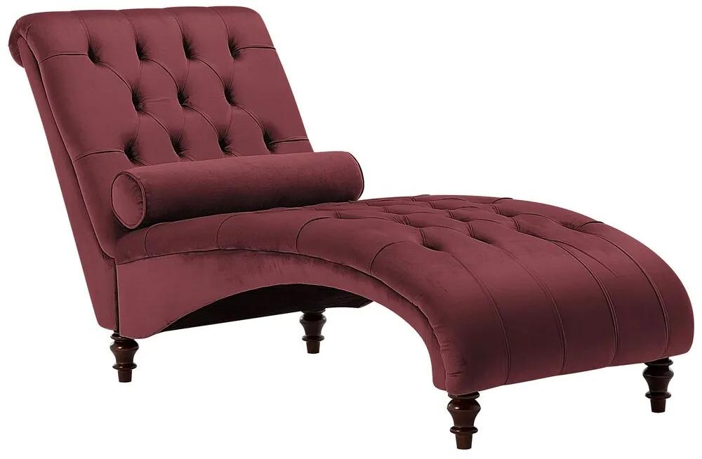 Chaise longue in velluto color borgogna MURET Beliani