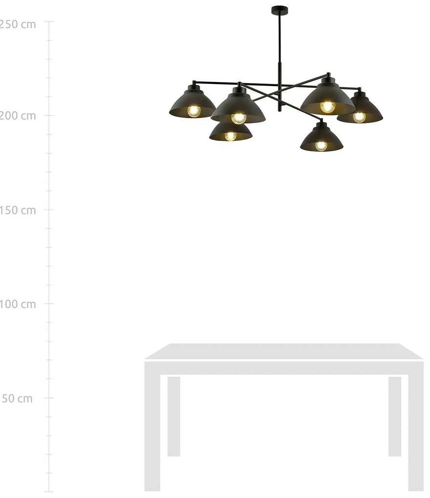 Lampadario Minimal Castore Acciaio Bianco Nero 6 Luci E27 Ip20
