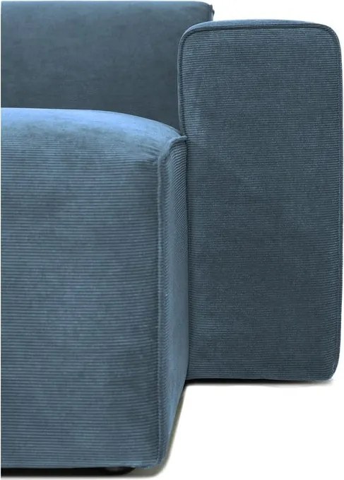 Divano componibile blu (con penisola a destra) con rivestimento in velluto a coste Sting – Scandic