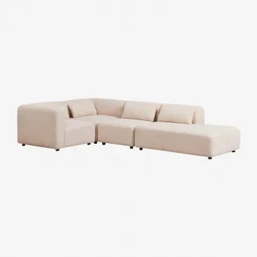 Divano Angolare Modulare In 4 Pezzi Fogler Con Chaise Lounge Destra Ciniglia Crema Beige - Sklum