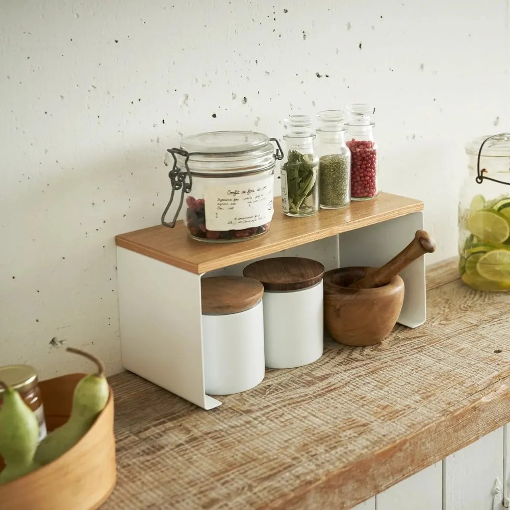 Ripiano aggiuntivo bianco/di colore naturale in metallo 30,5x14 cm Tosca – YAMAZAKI