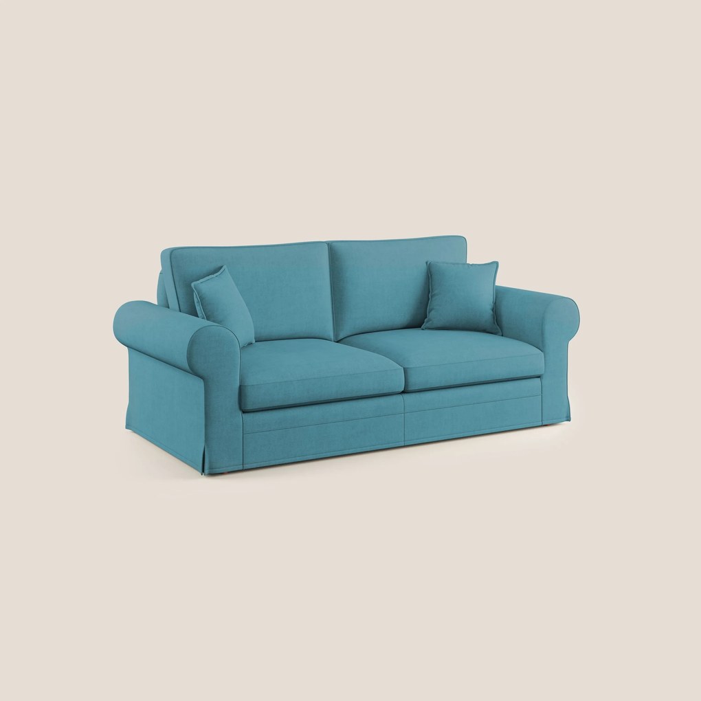 Lady divano classico in piuma d'oca realizzato con tessuto impermeabile T02 azzurro