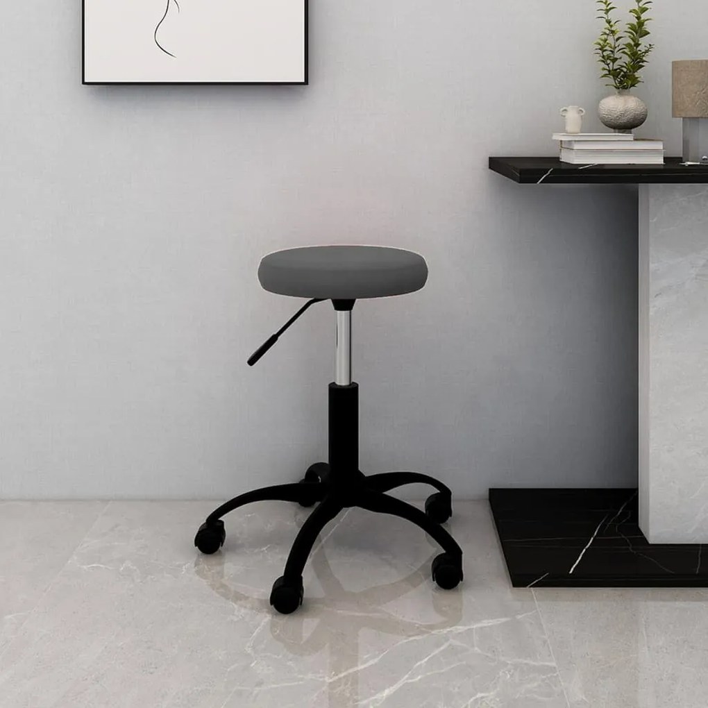 Sedia Da Ufficio Girevole Grigio Scuro İn Velluto /