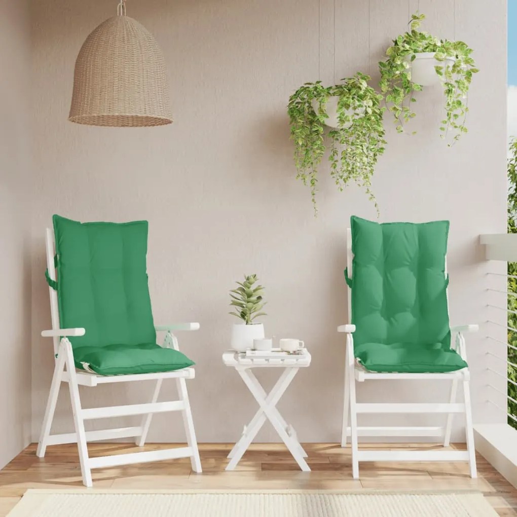 Cuscini Per Sedia Con Schienale Alto 2 Pz Verde Tessuto Oxford /
