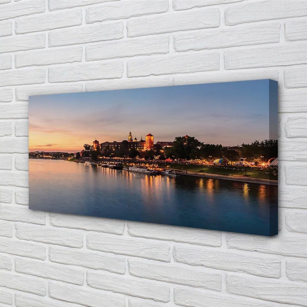 Quadro su tela Sunset di Cracovia 100x50 cm