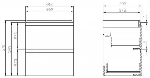 Cersanit S929-012 - Mobile sottolavabo MODUO 49,4x39,7 cm bianco