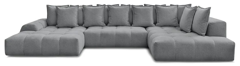 Divano angolare grigio scuro allungabile e con contenitore (penisola a destra/a U) con rivestimento in ciniglia Everest – Bobochic Paris