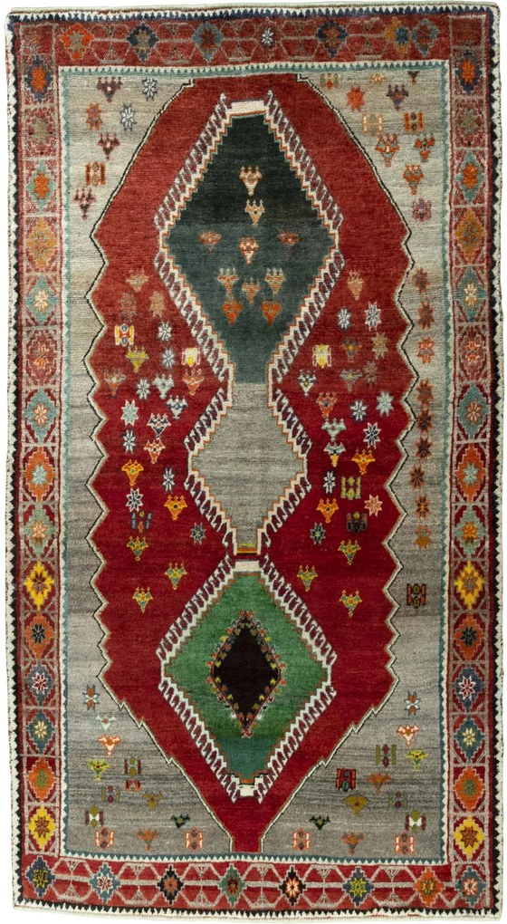 Gabbeh Tappeto 120x230 Rosso (Iran) Annodato A Mano