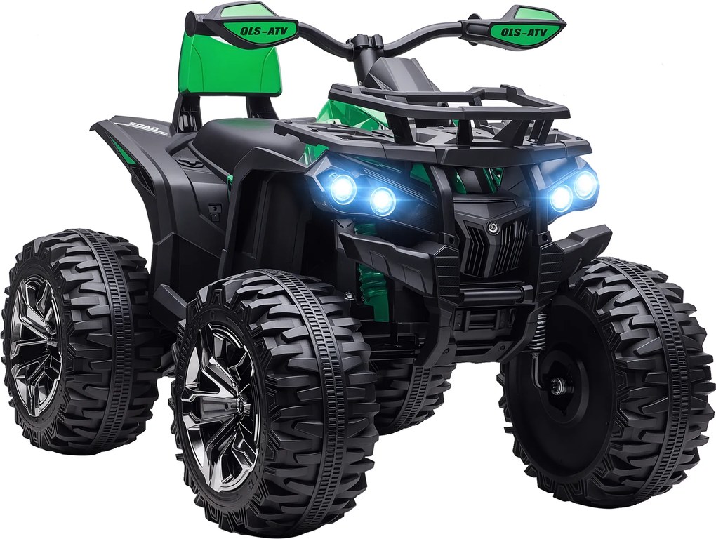 Quad per Bambini Elettrico 12V con Fari e Batteria Ricaricabile, Età 3-5 Anni, 100x65x73cm, Verde...