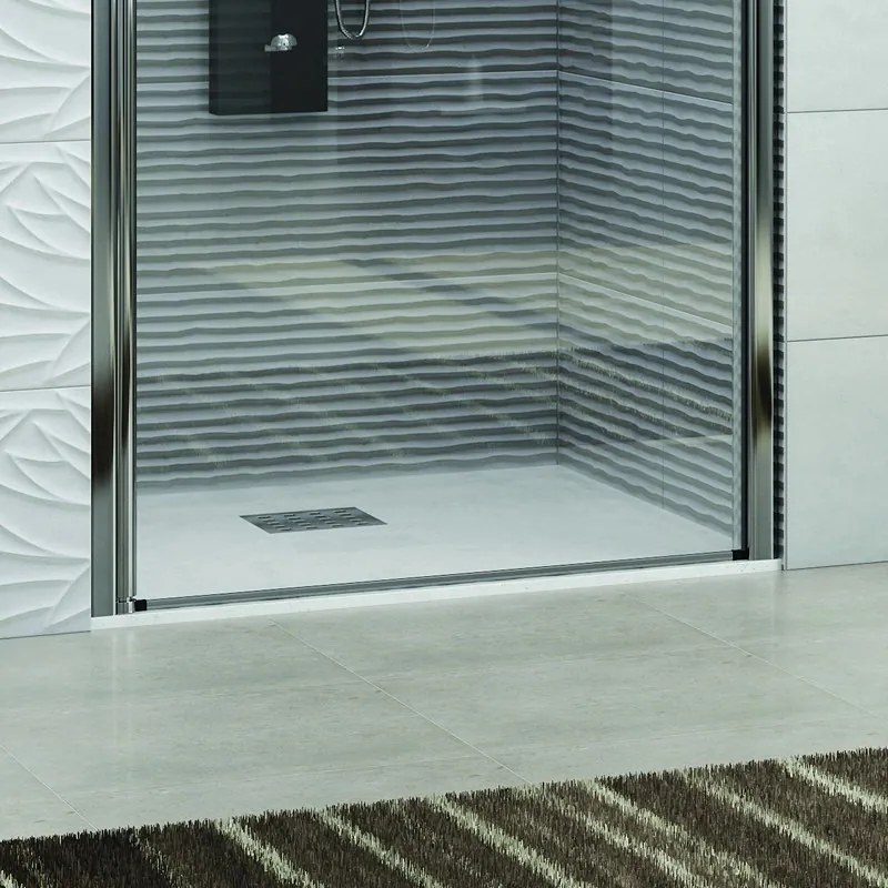 Porta battente doccia nicchia 80cm vetro trasparente 6mm KS2800N - KAMALU