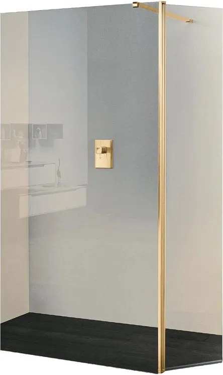 Deflettore walk-in Wens L 40 X H 200 cm, vetro trasparente 6 mm, profilo oro spazzolato