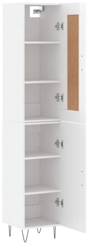 Credenza 34,5x34x180 cm in legno multistrato bianco lucido