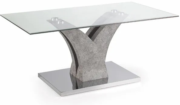 Tavolino soggiorno in vetro struttura legno cemento - TINDARO