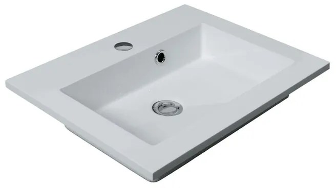 Lavabo da appoggio polly rettangolare in pietra L 50 x H 40 x P 11 cm bianco