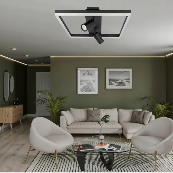 LED Plafoniera LED/38W/230V + 2xGU10/30W nera