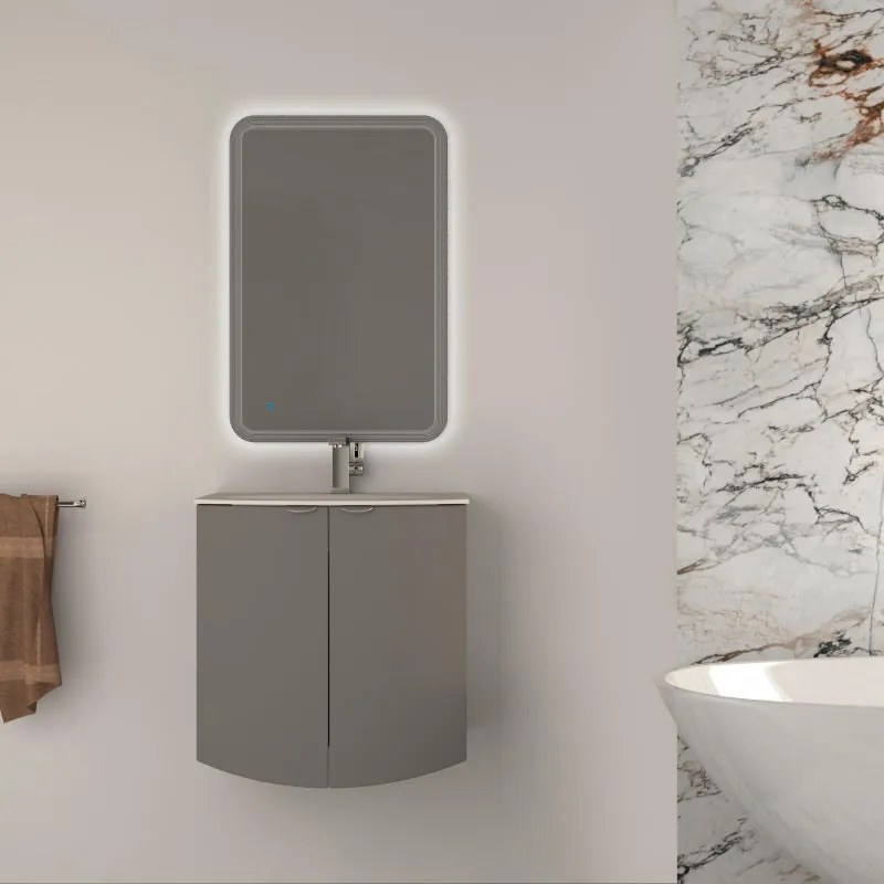 Mobile bagno sospeso con lavabo L 70 x H 70 x P 51 cm grigio nuvola per vasca centrale Onda