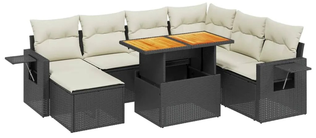 Set Divani da Giardino con Cuscini 8 pz Nero in Polyrattan