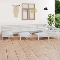 Set Divani da Giardino 10 pz Bianco in Massello di Pino Bianco cod mxl 36633