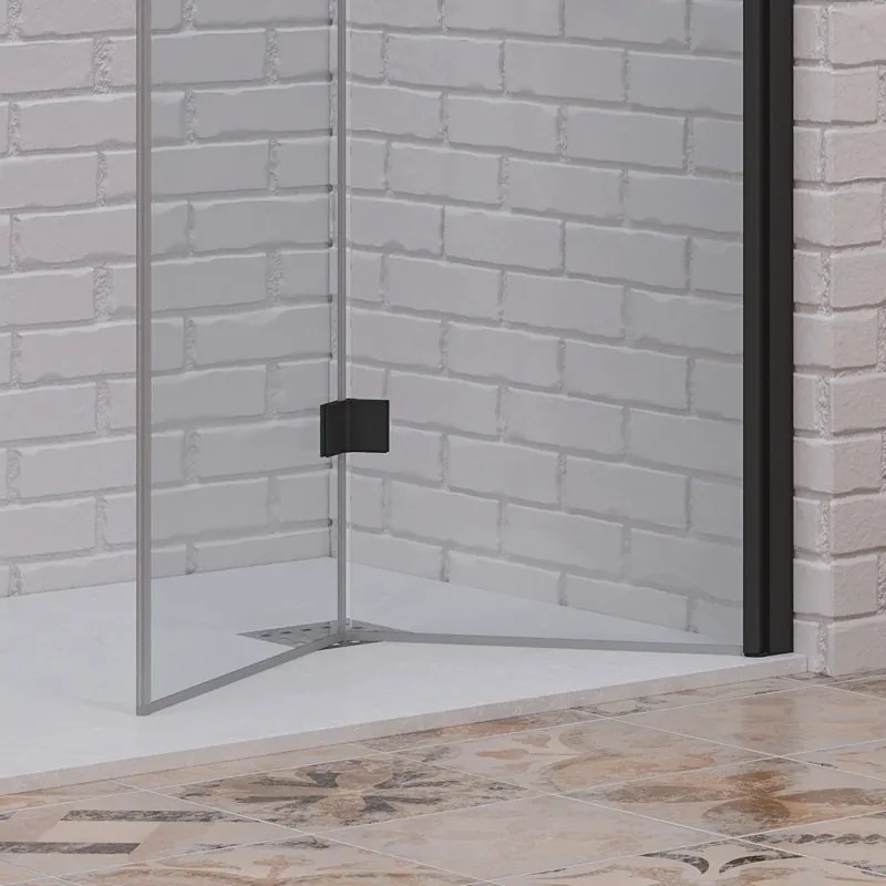 Box doccia 70x70 apertura soffietto e lato fisso colore nero | KS7000N - KAMALU
