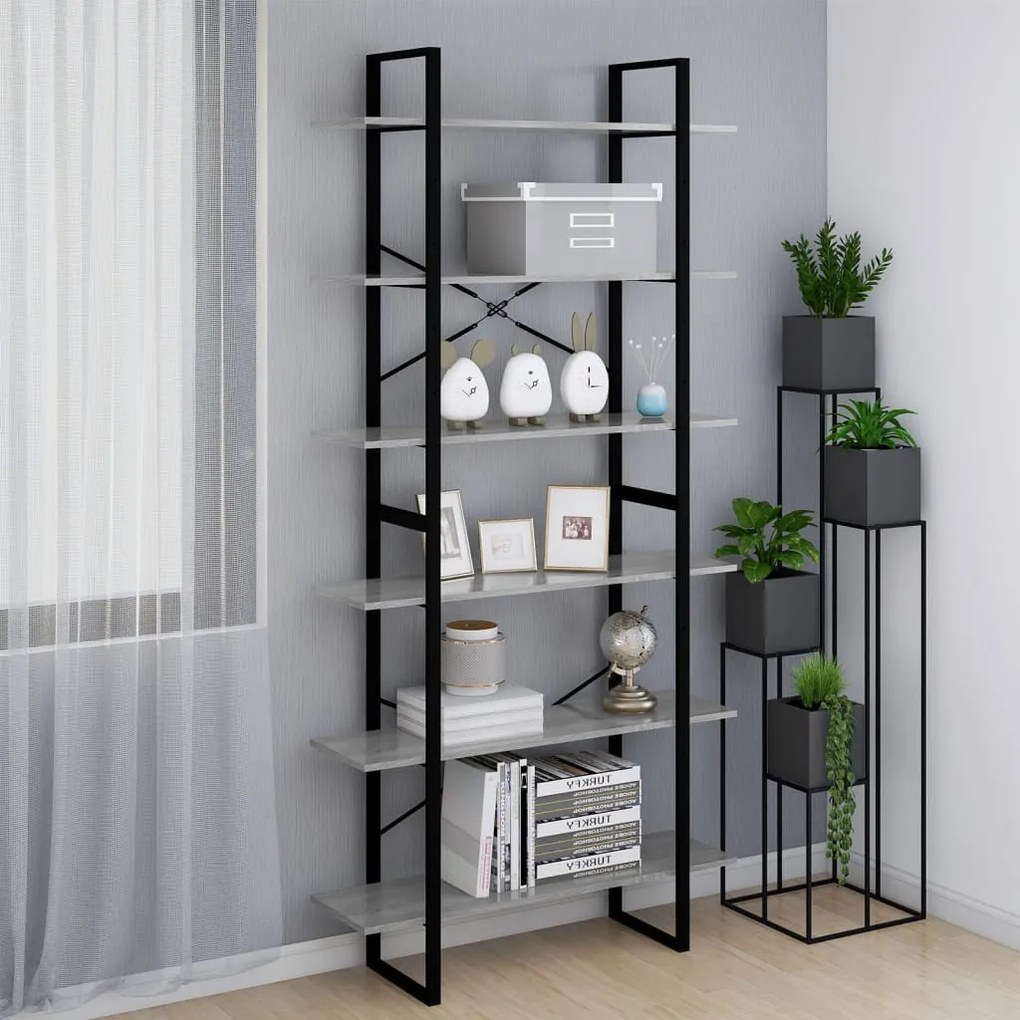 Scaffale Alto Grigio Sonoma 100x30x210 Cm İn Legno Multistrato /