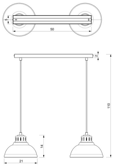 Lampadario a sospensione con filo SVEN 2xE27/15W/230V rosso