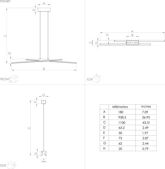 Eglo 900489 - Lampadario a sospensione con filo LED dimmerabile PANAGRIA 2xLED/13W/230V