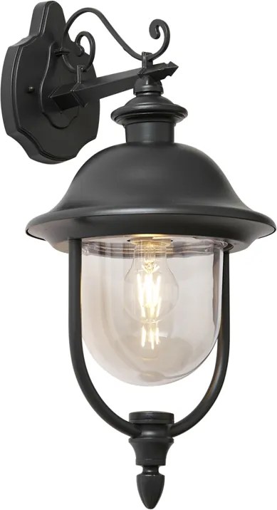 Lampada da parete classica da esterno nera con plastica IP44 - Genoa