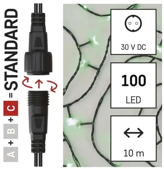 Catena LED natalizia da esterno 100xLED/10m IP44 verde