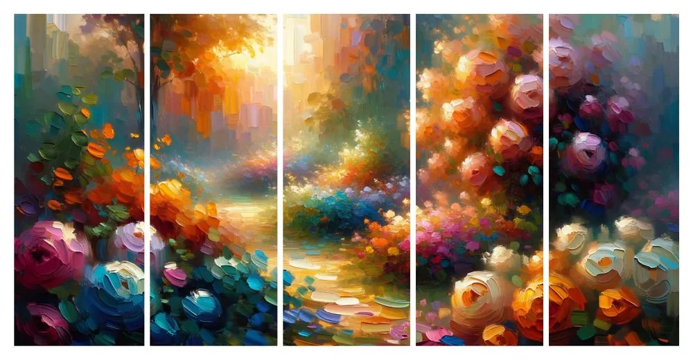 Quadri 5 pezzi – Sentiero solare nel giardino