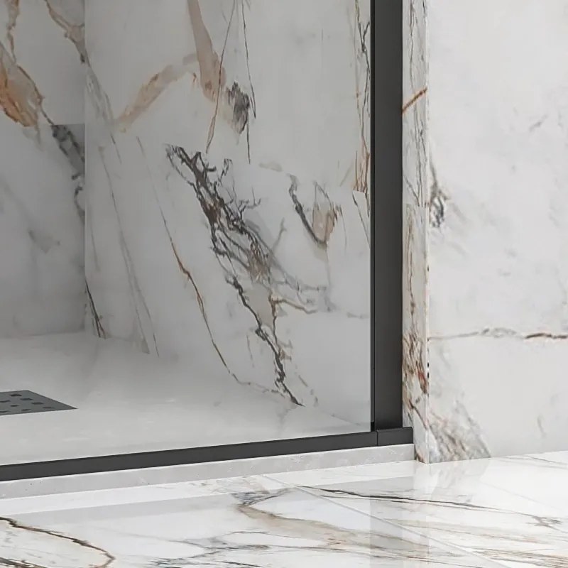 Kamalu - Porta doccia scorrevole 140 cm nero opaco senza profili | KNM4000N