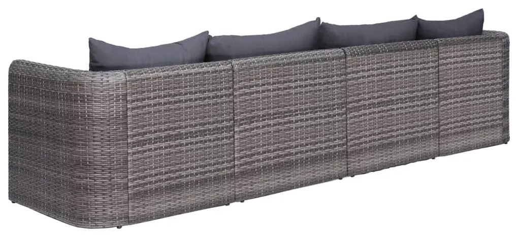 Set divani da giardino 4 pz con cuscini grigio in polyrattan