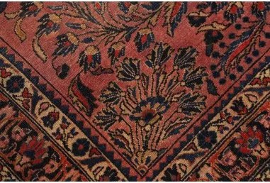 Antik Medaglione Floreale Rosso Antico Blu Scuro 165x195 Cm