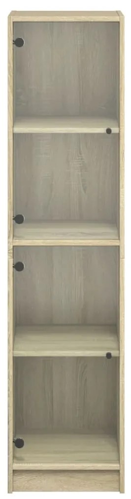 Credenza con Ante in Vetro Rovere Sonoma 35x37x142 cm