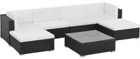 Set Divani da Giardino 7 pz con Cuscini in Polyrattan Nero 44596