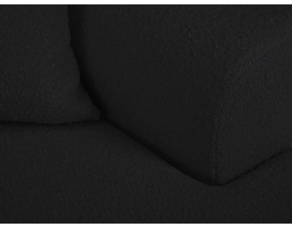 Divano angolare nero allungabile e con contenitore (con penisola a destra/con chaise lounge) con rivestimento in bouclé Kyoto – Cosmopolitan Design
