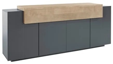 Credenza Moderna A 4 Ante 200x45x85,5 Antracite E Rovere Corona