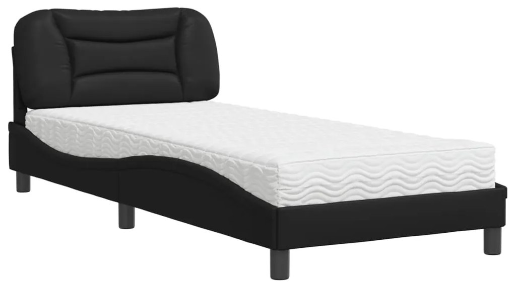 Letto con materasso nero 90x200 cm in similpelle