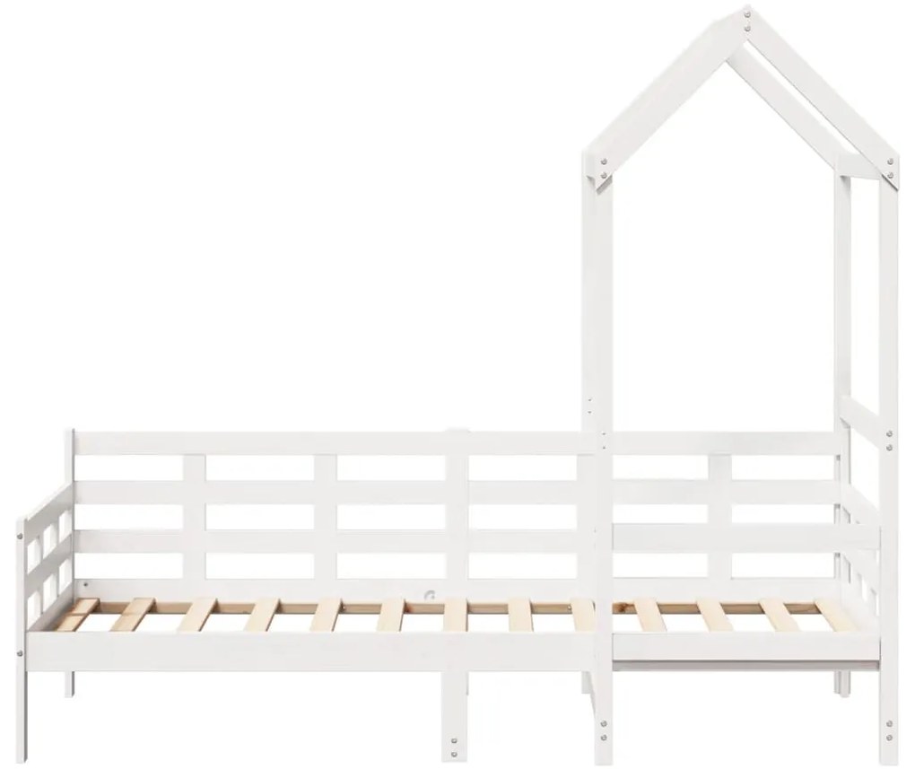 Dormeuse con tetto 90x190 cm bianco in legno massello di pino