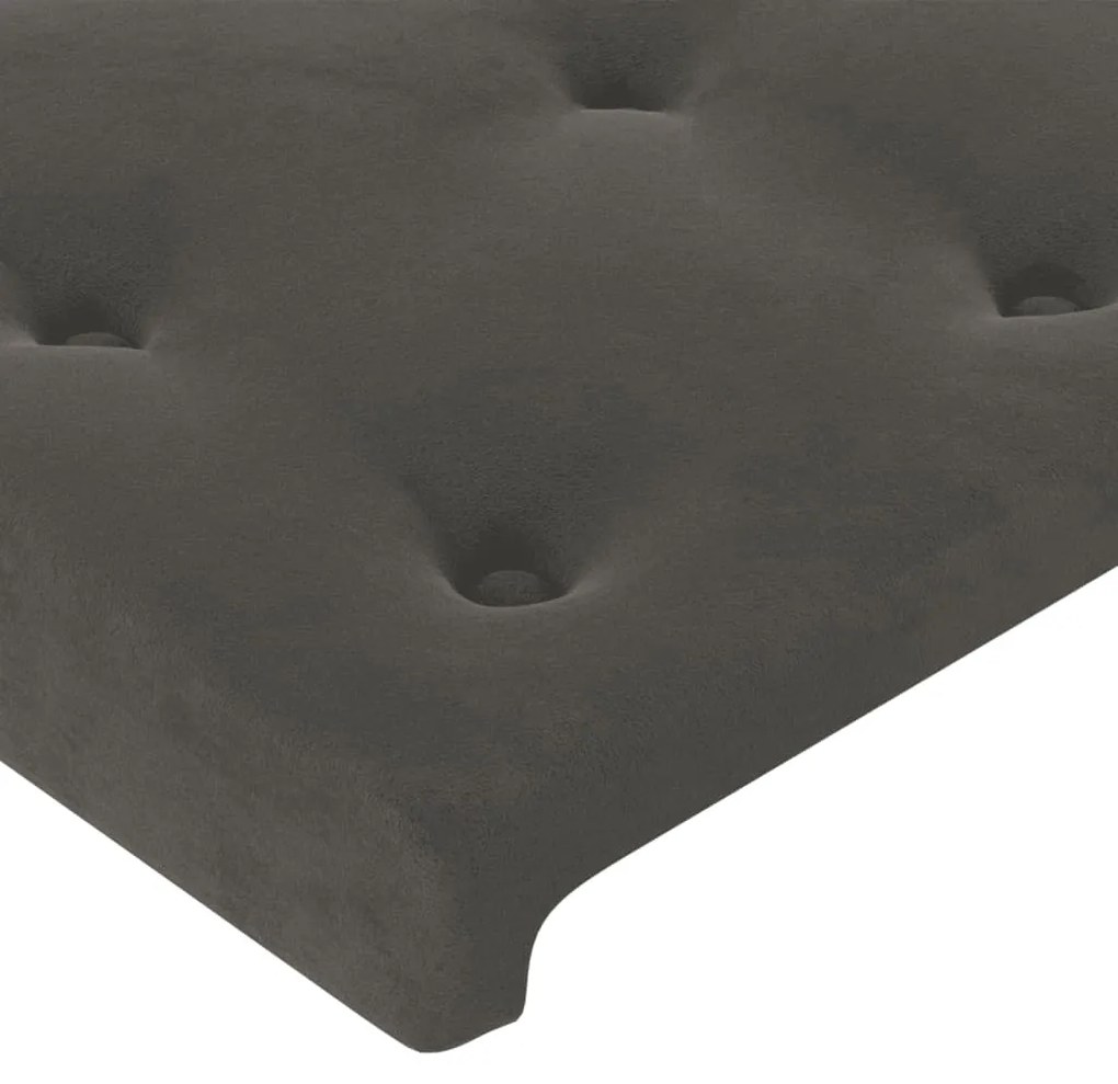 Testiera ad orecchio grigio scuro 103x23x78/88 cm in velluto