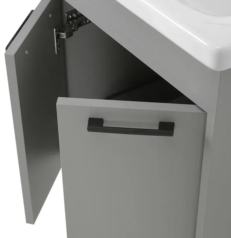 Mobile bagno sospeso 55 cm grigio chiaro effetto legno con armadietto a specchio Sofia