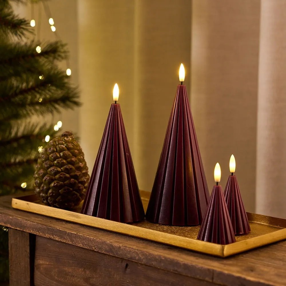 Decorazione natalizia luminosa burgundi 2 pz ø 6 cm Laura – Sirius