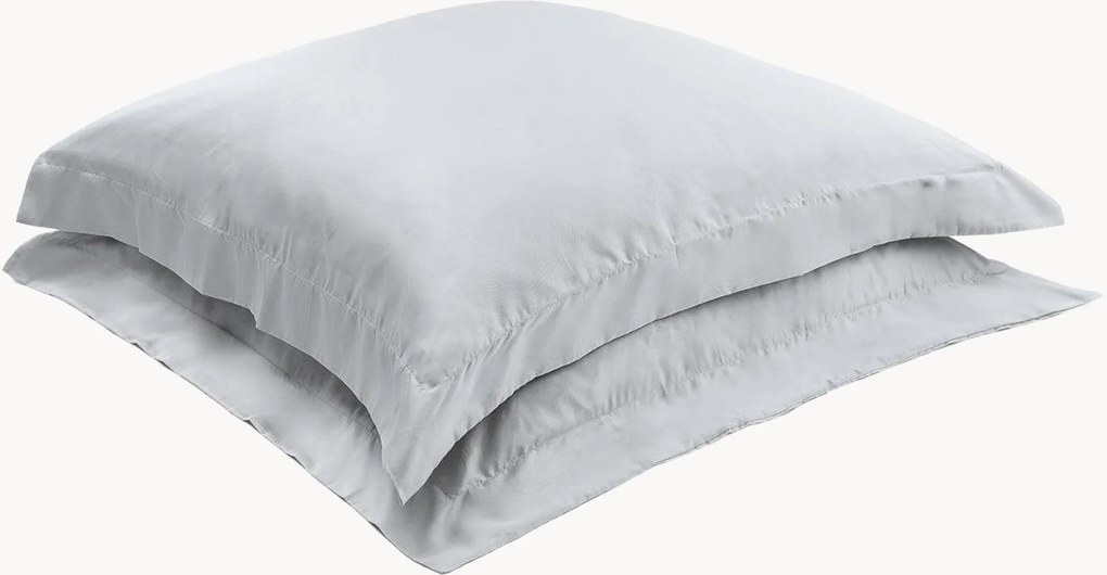 Set di 2 federe in raso di cotone Pearl Grey