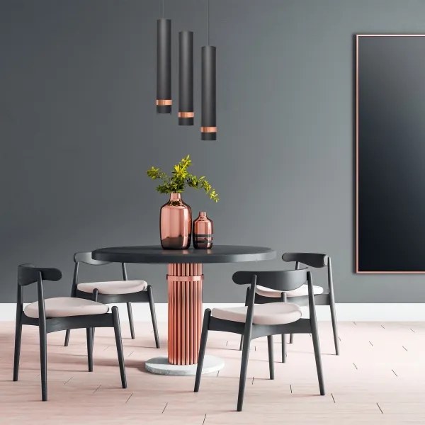 Lampadario su filo LED TUBA 3xGU10/4,8W/230V nero/rame