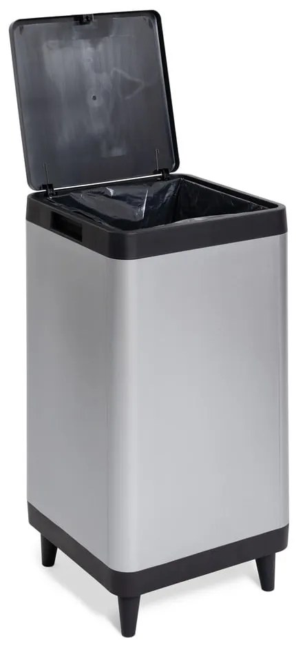 Cestino per la spazzatura in plastica argentato touch 80 l Berlino – DEA HOME