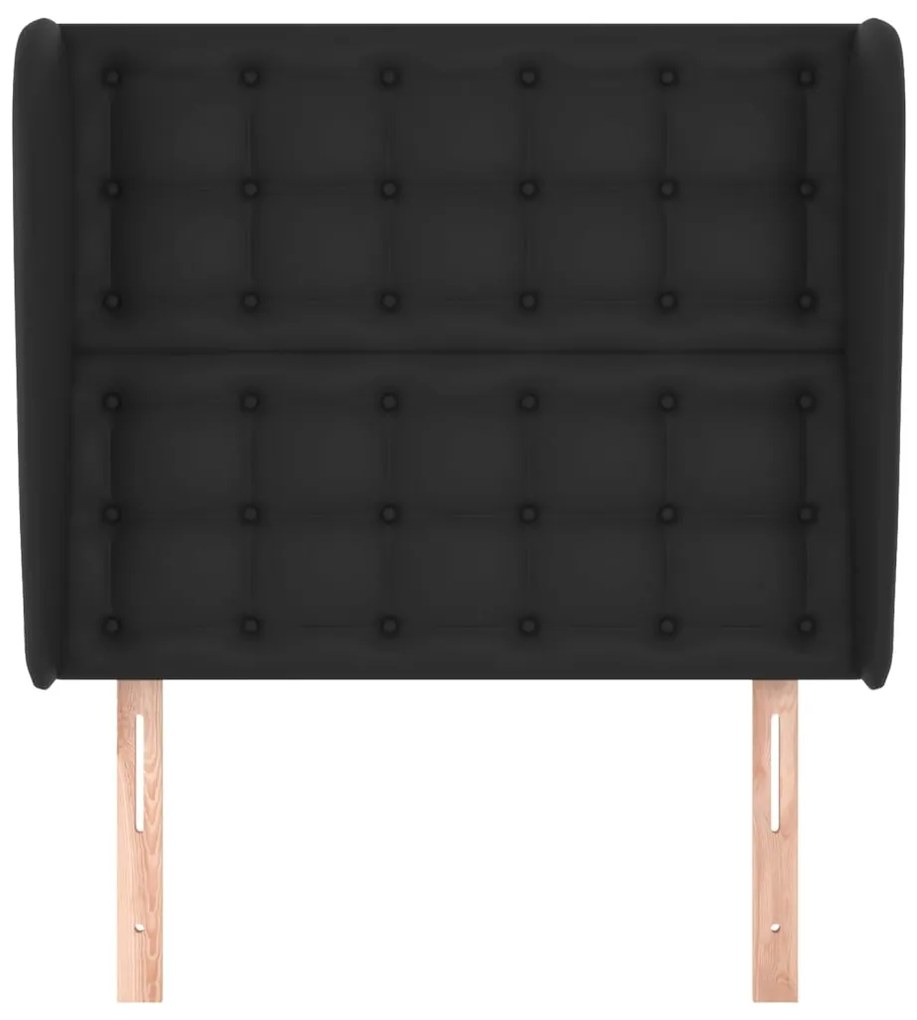 Testiera ad orecchio nera 103x23x118/128 cm in similpelle
