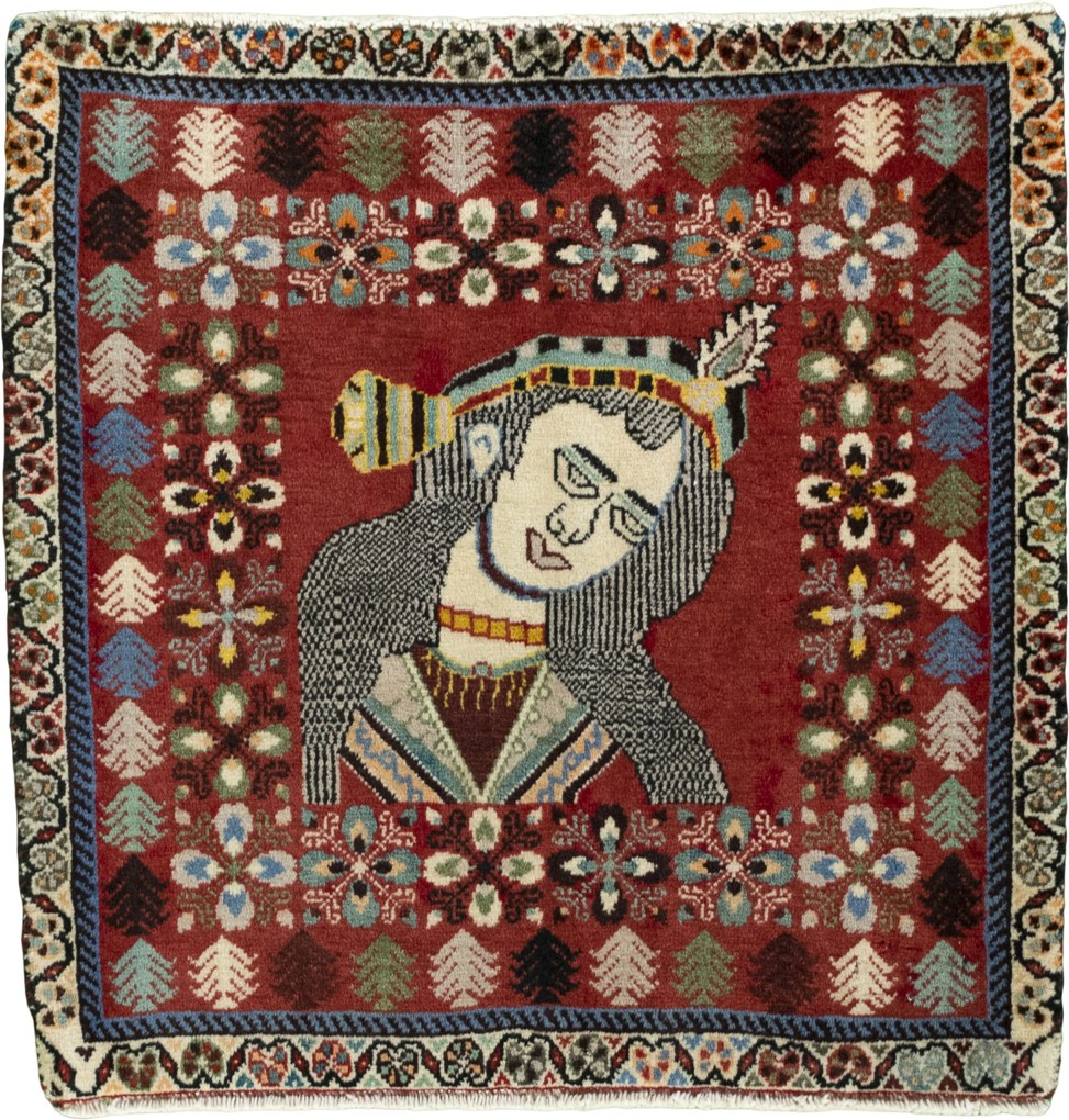 Shiraz Tappeto 60x60 Rosso (Iran) Annodato A Mano