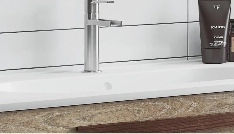 Lavabo a incasso rettangolare vasca centrale Ada L 101 x H 18 x P 46 cm in ceramica bianco lucido